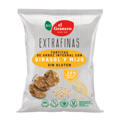 Extrafinas Tortitas de Arroz Integral con Girasol y Mijo Sin Gluten Bio - 60g [El Granero]