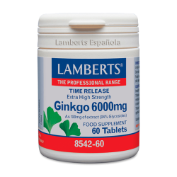 Ginkgo Biloba 6000mg envase de 60 tabletas de la categoría concentración-memoria hecho por Lamberts