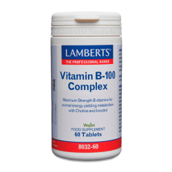 Complejo Vitamina B-100 envase de 60 tabletas de Lamberts suplemento de complejos multivitaminicos